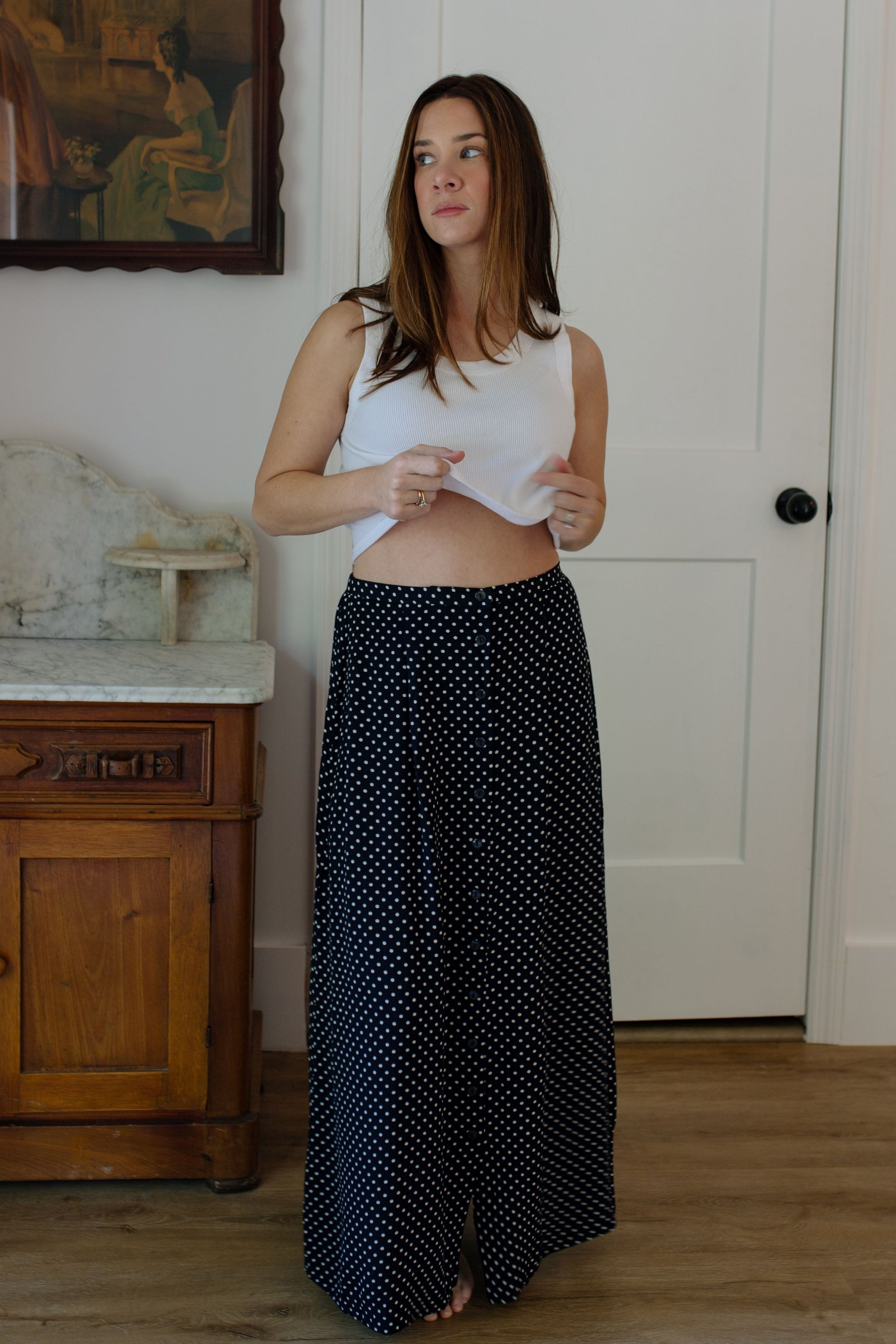Vintage Button Down Midi Skirt