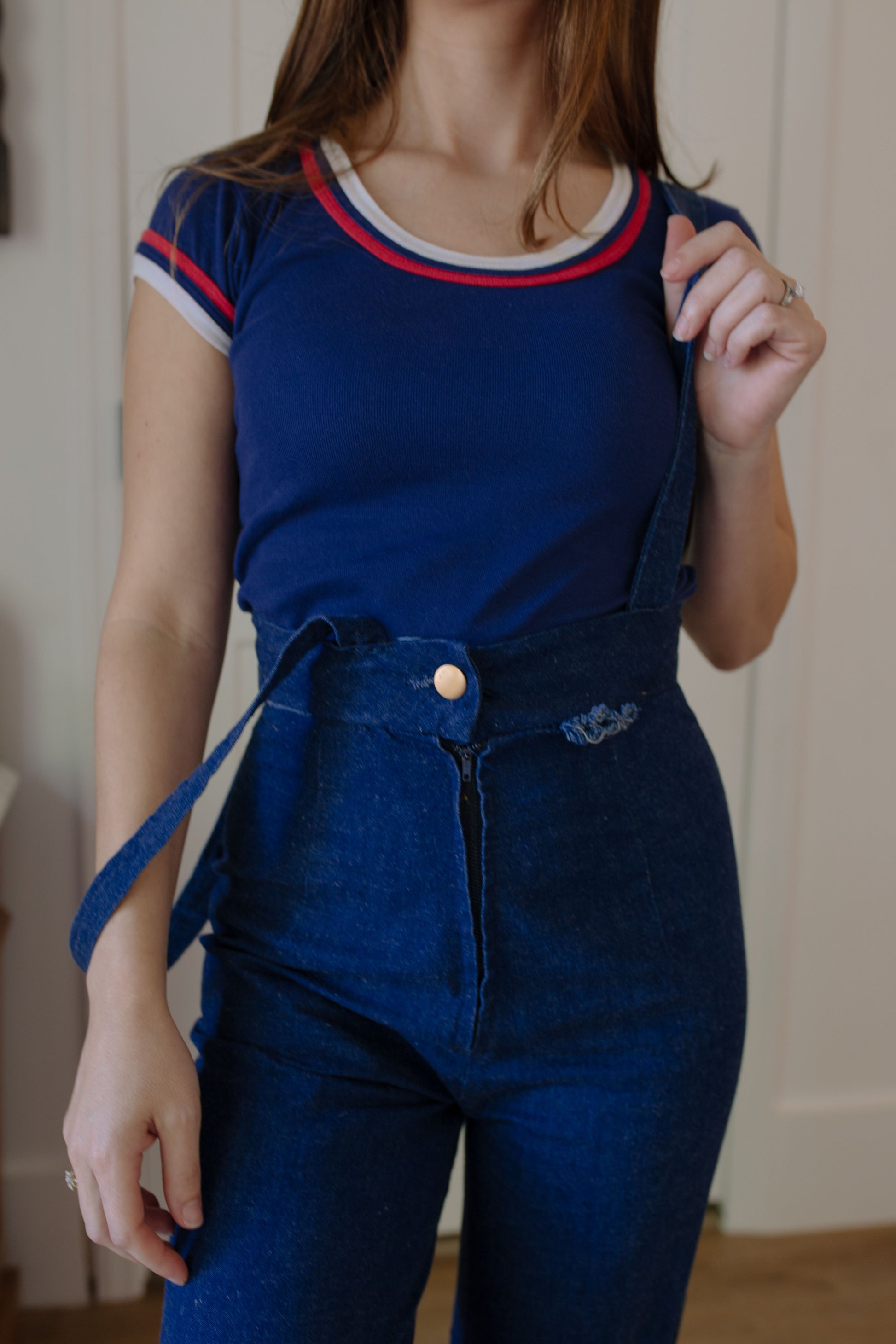 1970s Handmade Denim Suspender Overalls