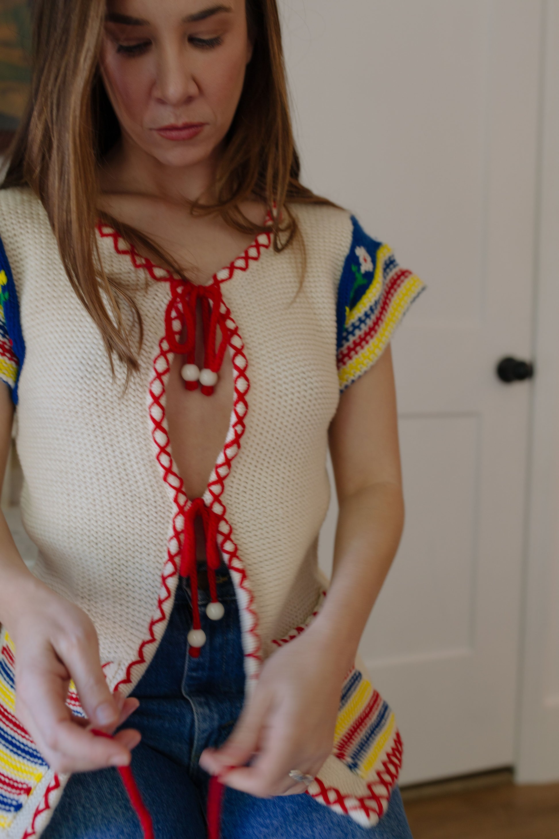 1970s Knit Tie-Front Vest