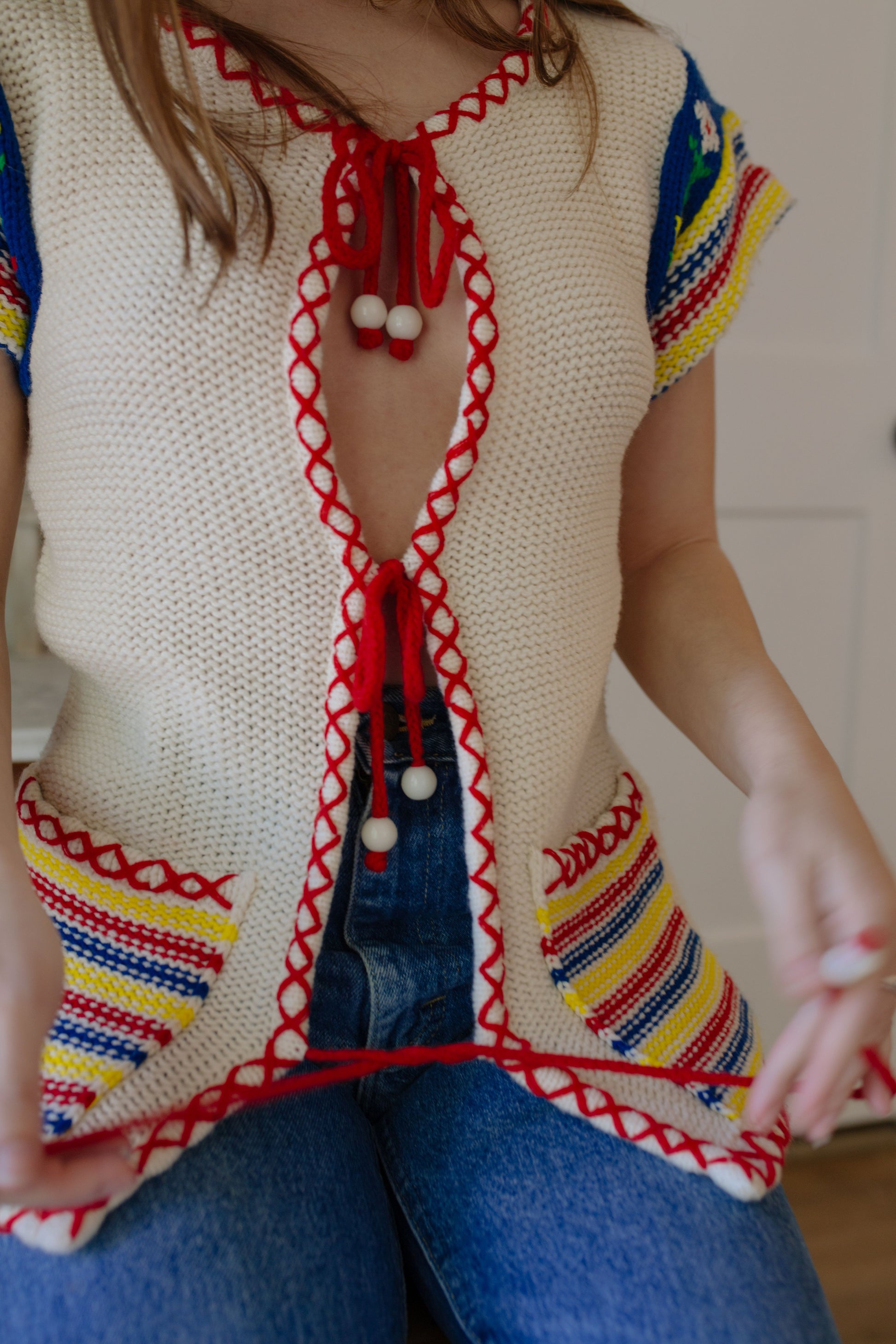1970s Knit Tie-Front Vest