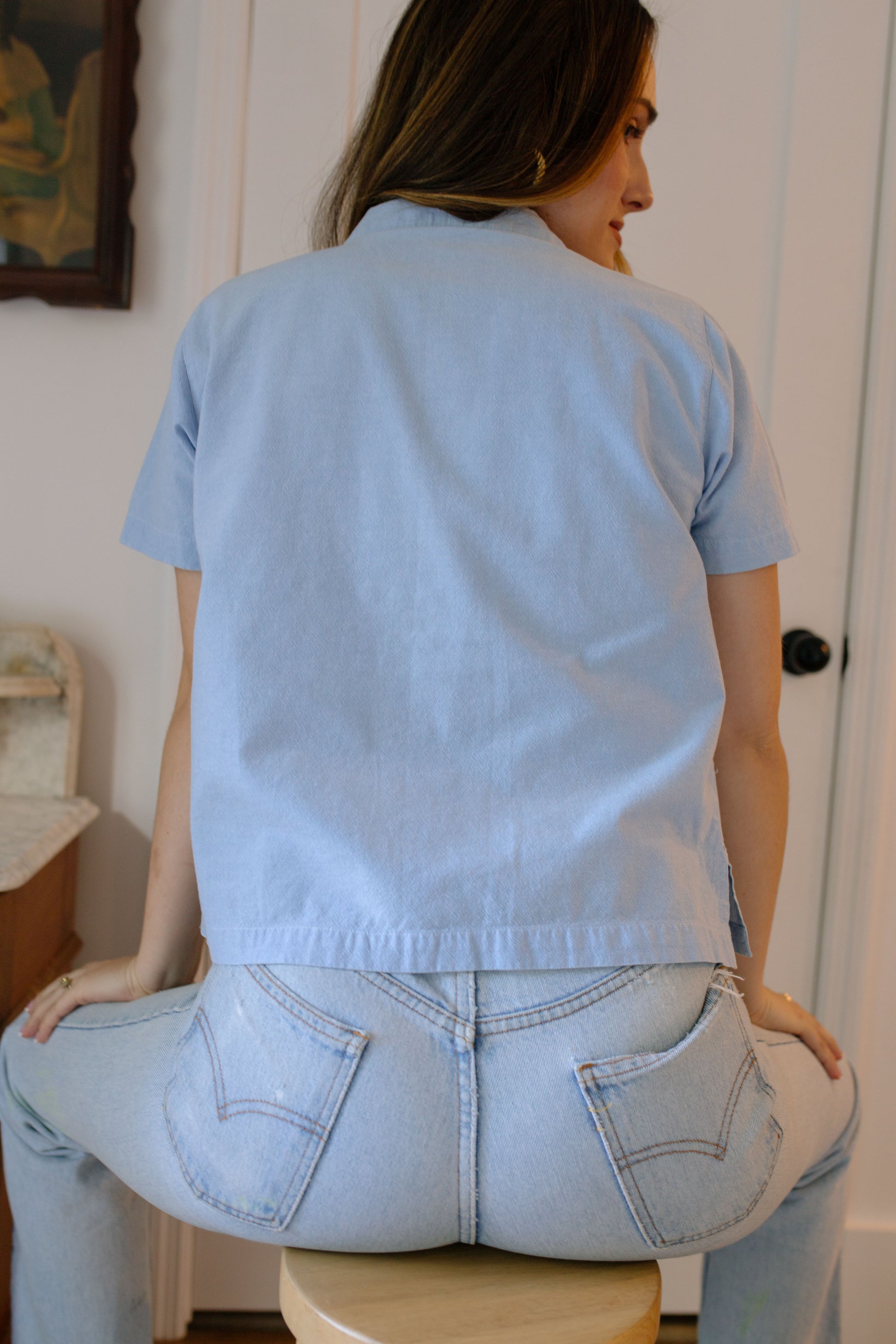 Vintage Nautical Embroidered Button Up