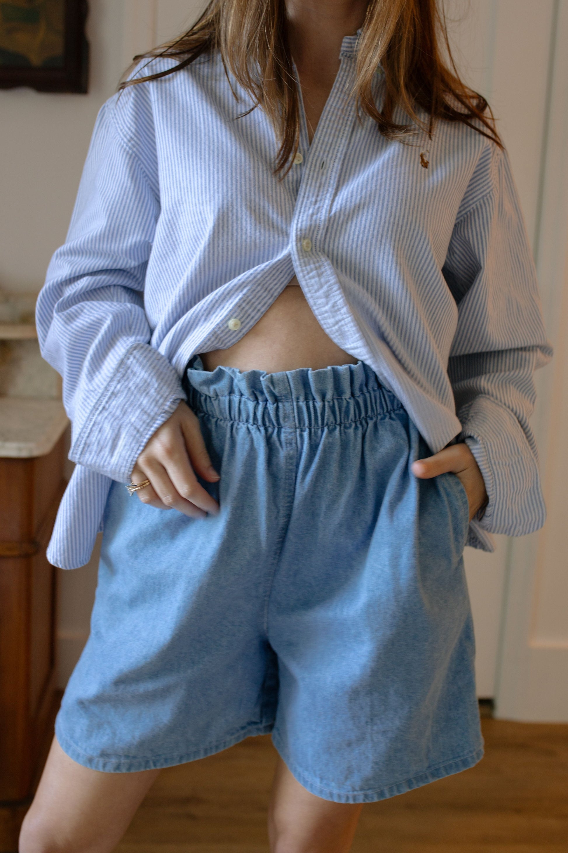 1990s Denim Paperbag Shorts