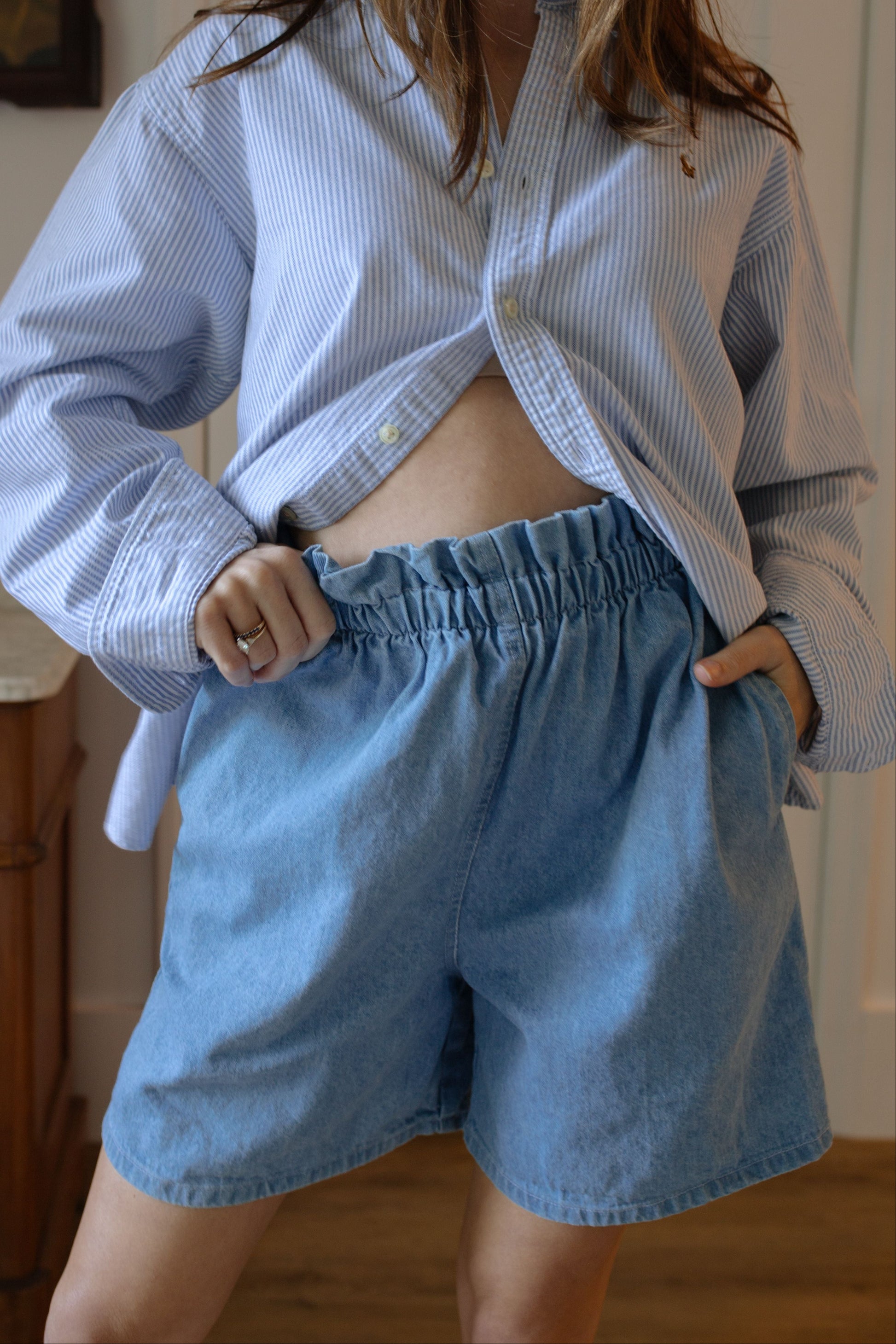 1990s Denim Paperbag Shorts