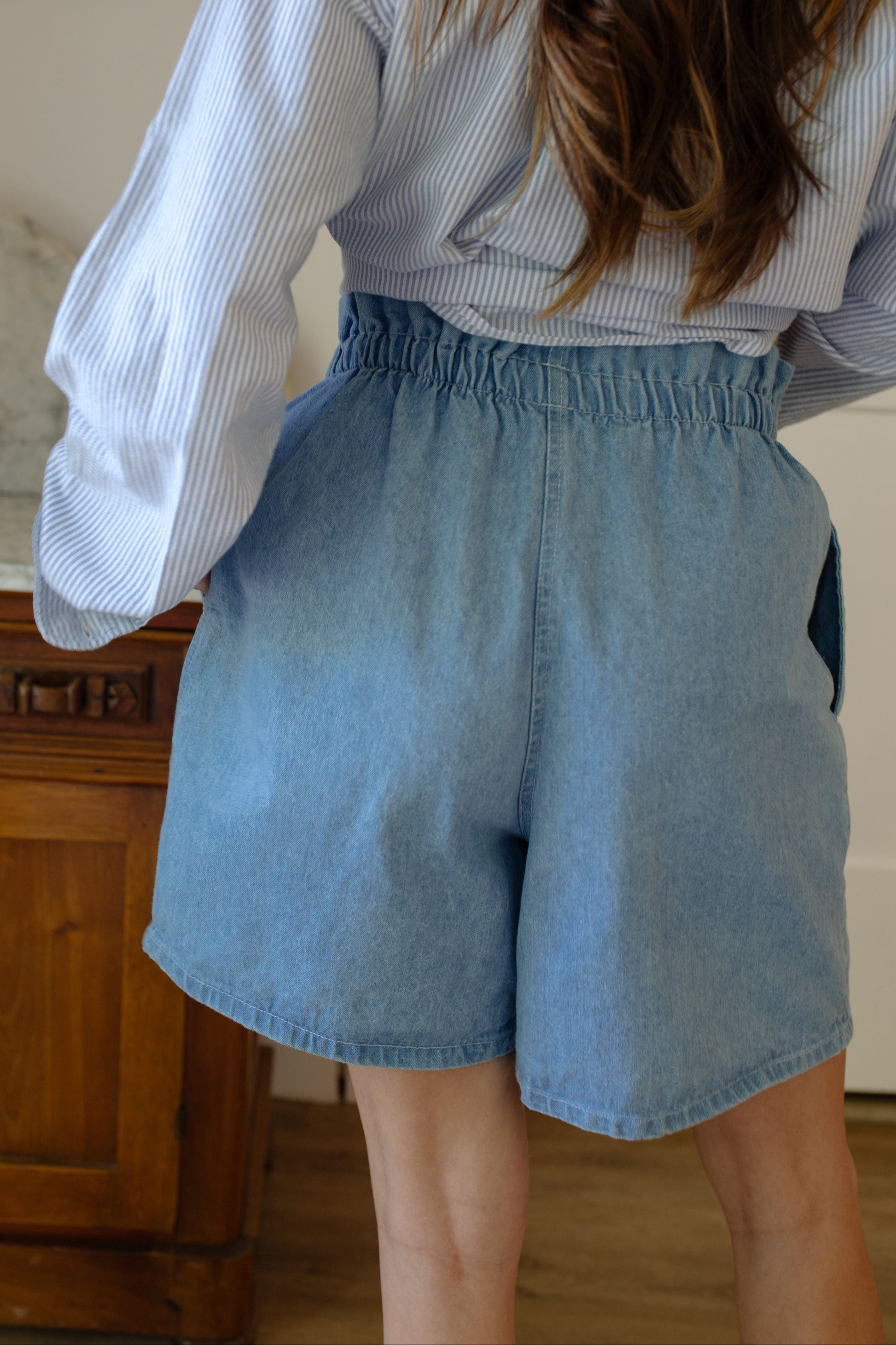 1990s Denim Paperbag Shorts