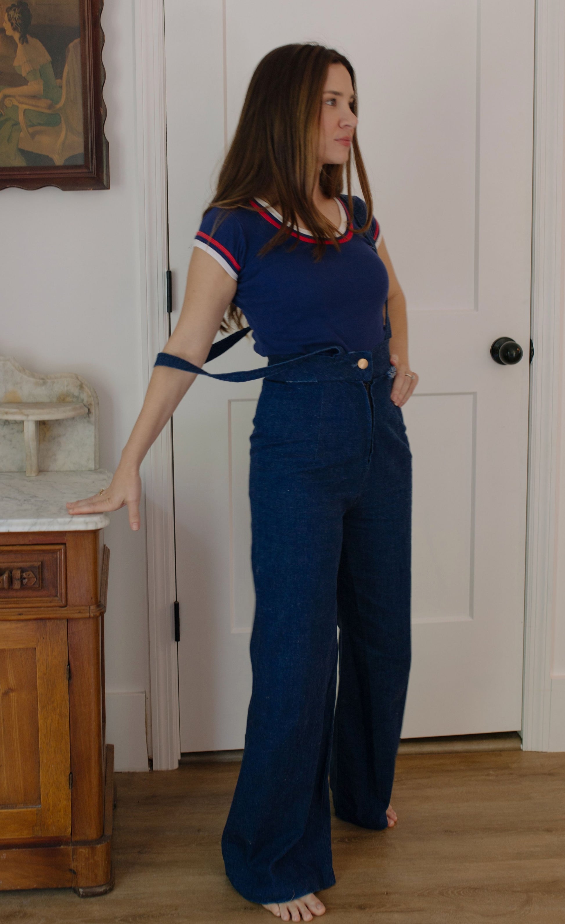 1970s Handmade Denim Suspender Overalls