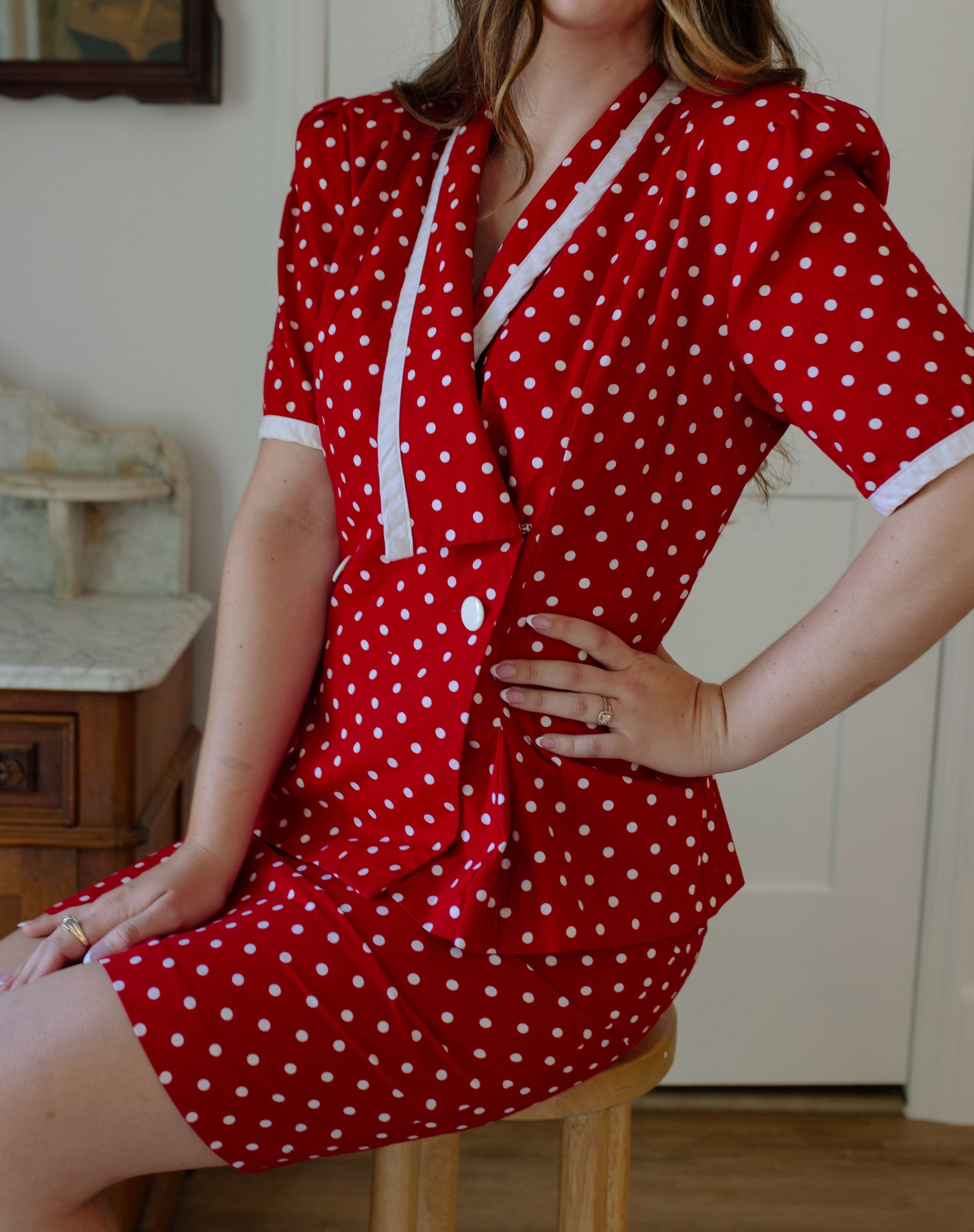 1980s Union Made Polka Dot Two Piece Set