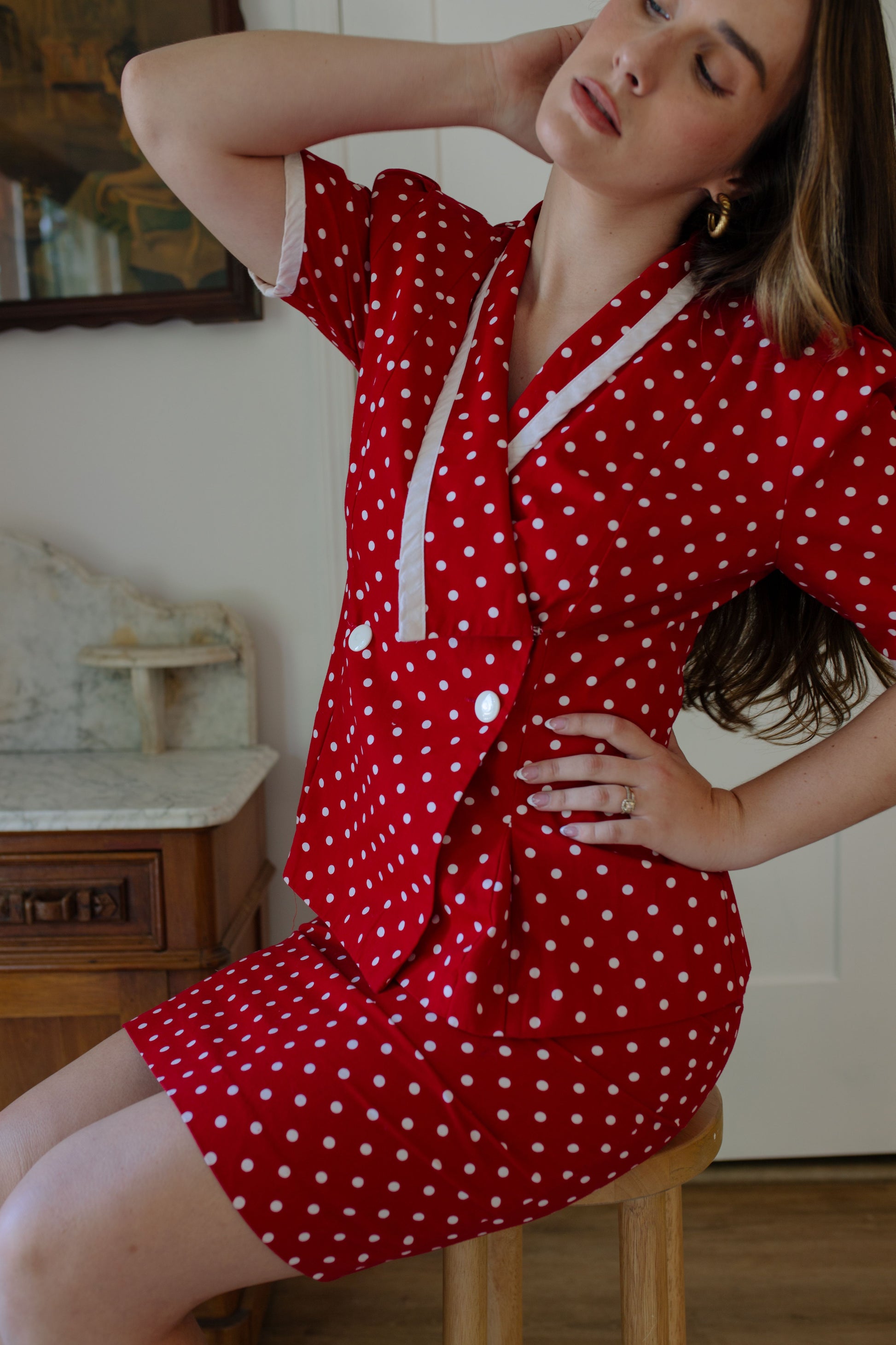 1980s Union Made Polka Dot Two Piece Set
