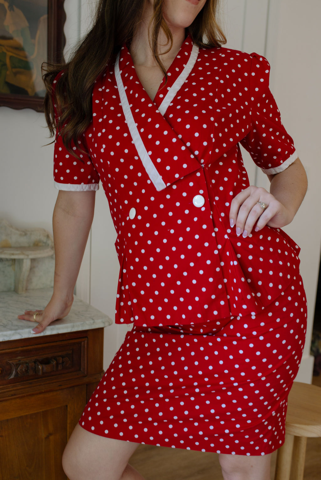 1980s Union Made Polka Dot Two Piece Set