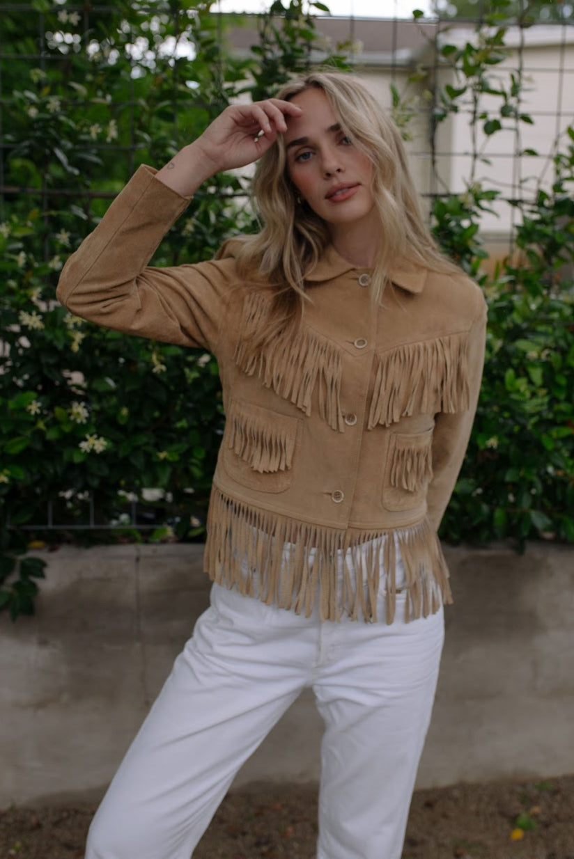 1980s Suede Fringe Cropped Jacket