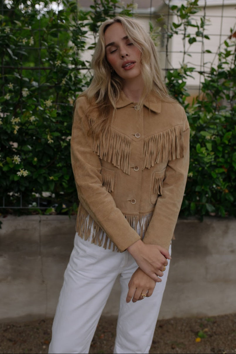 1980s Suede Fringe Cropped Jacket