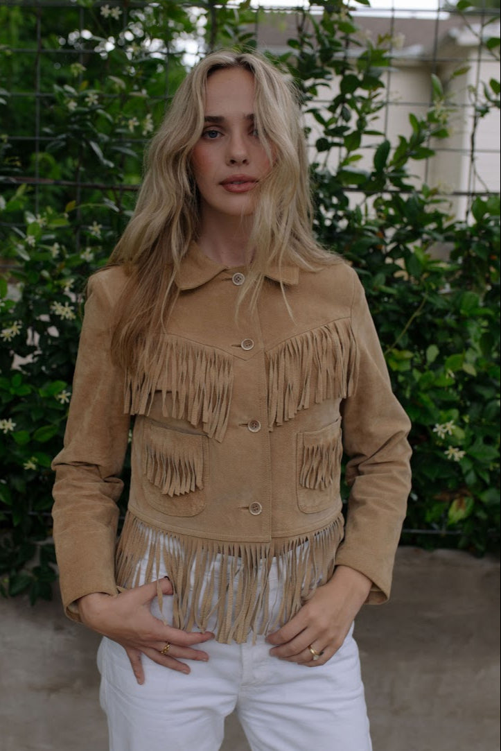 1980s Suede Fringe Cropped Jacket