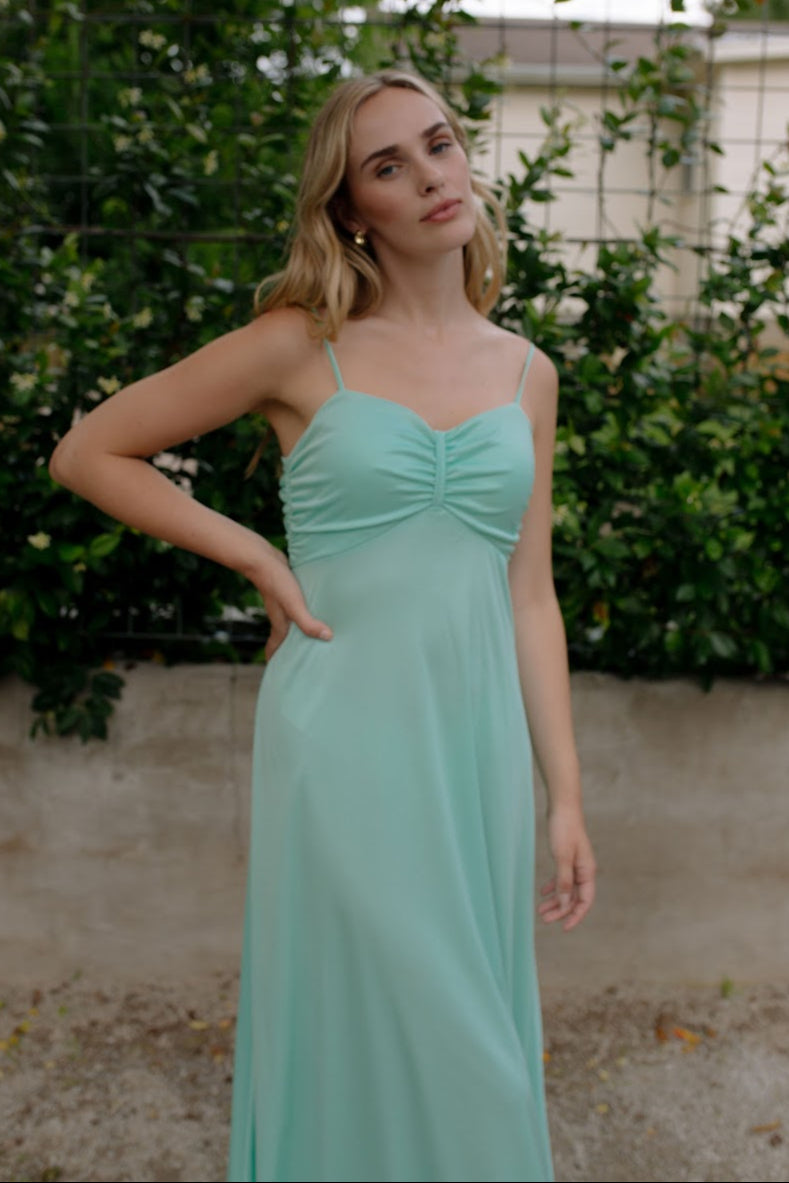 1970s Mint Green Slip Dress Set