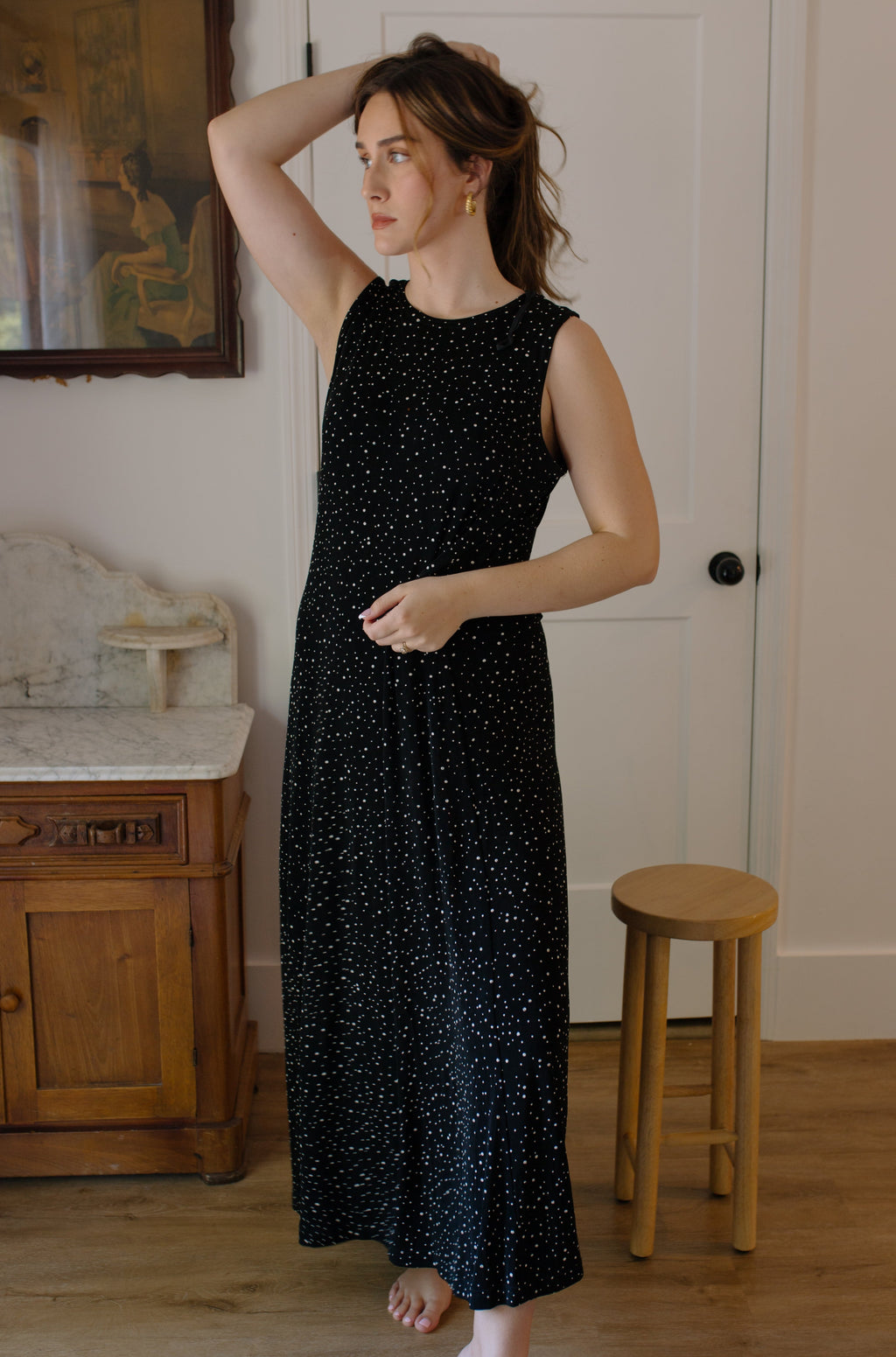 Vintage Black Stretch Maxi Dress