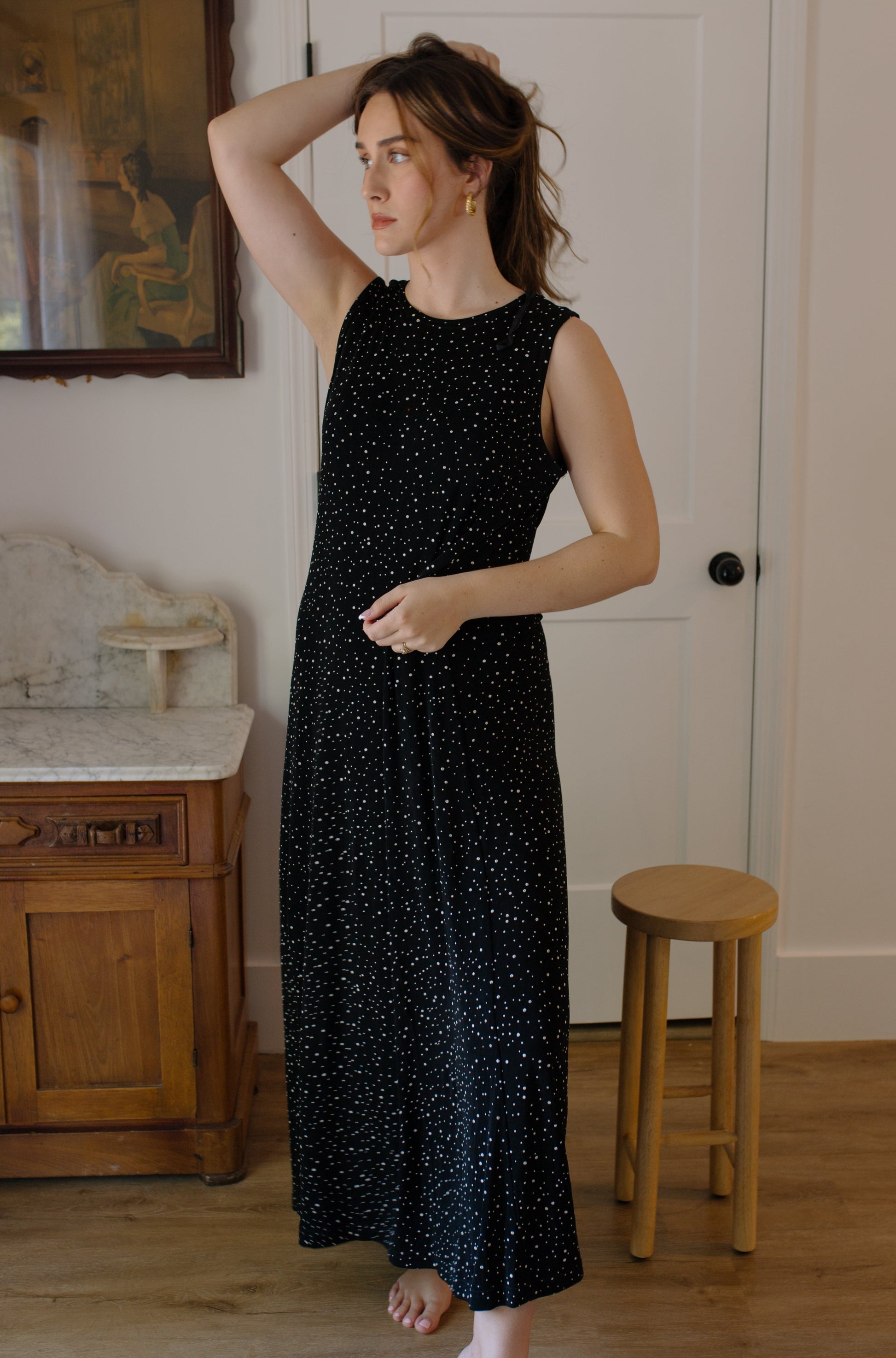 Vintage Black Stretch Maxi Dress