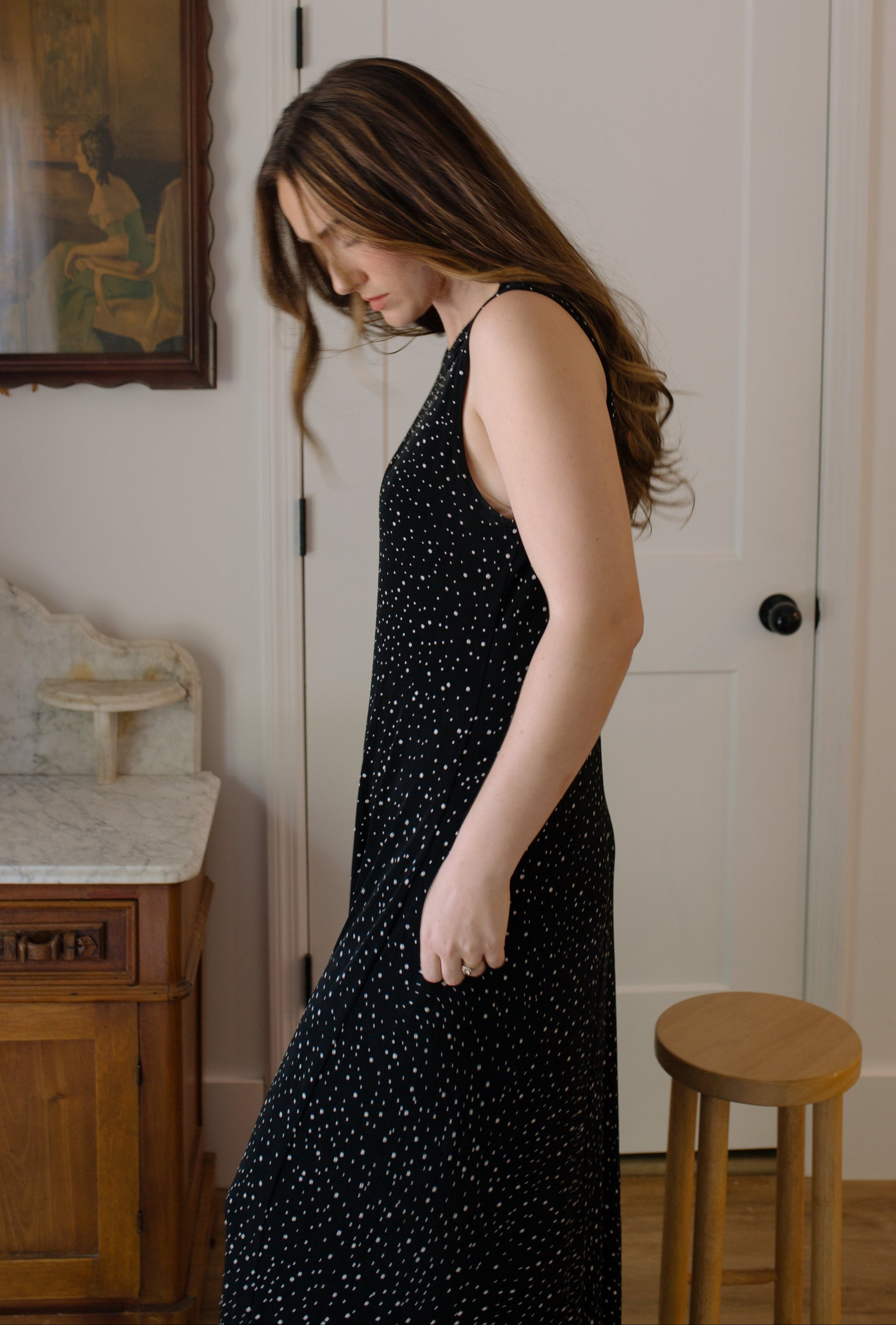 Vintage Black Stretch Maxi Dress