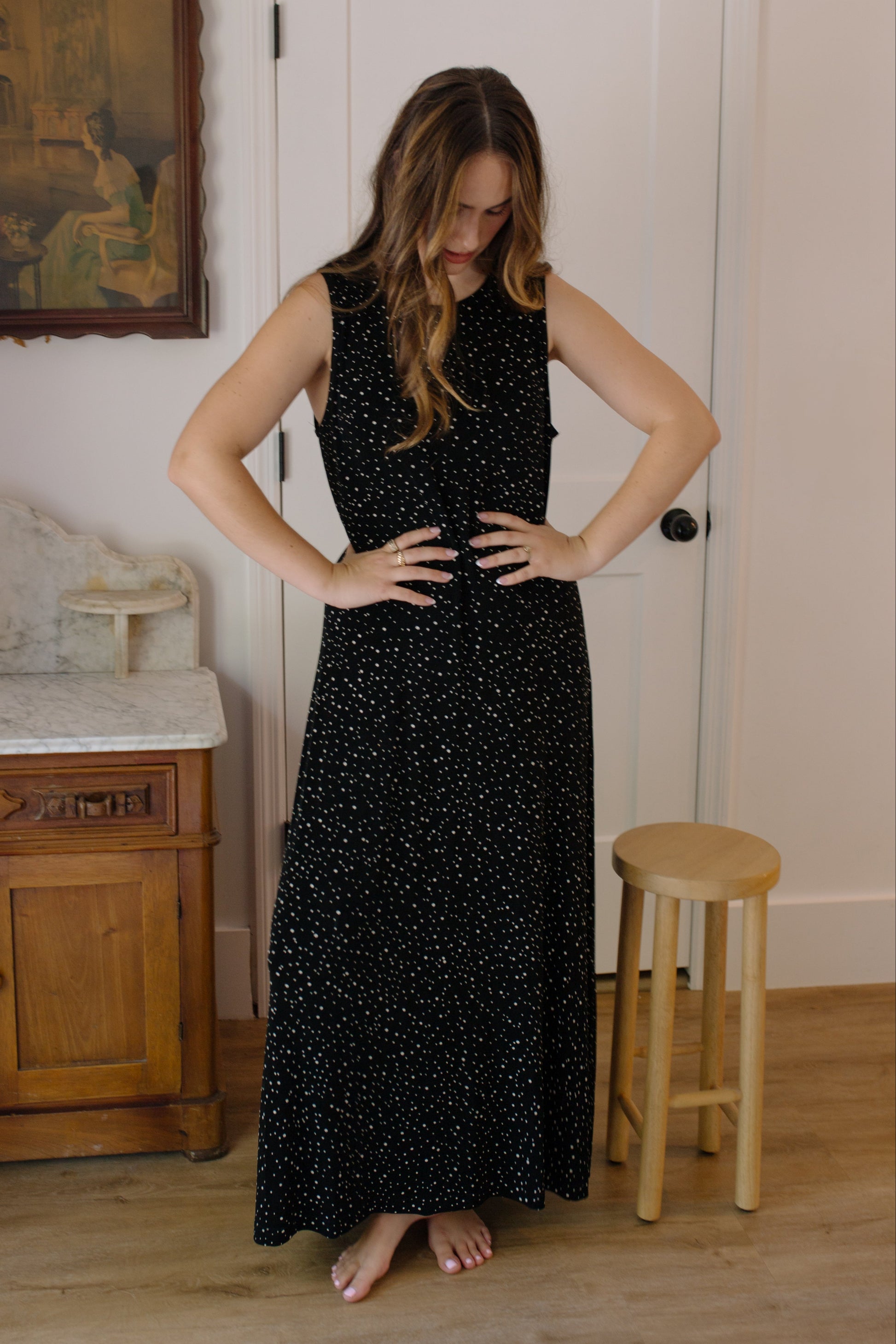 Vintage Black Stretch Maxi Dress