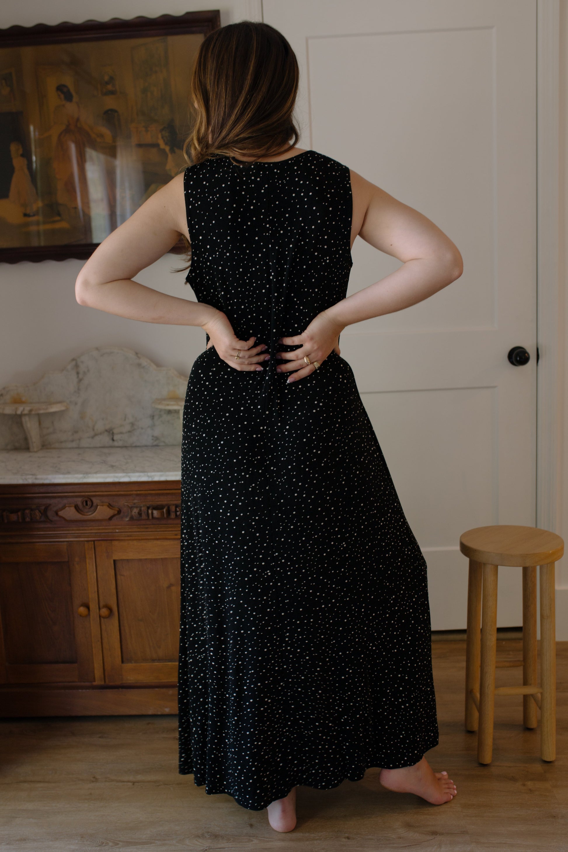 Vintage Black Stretch Maxi Dress