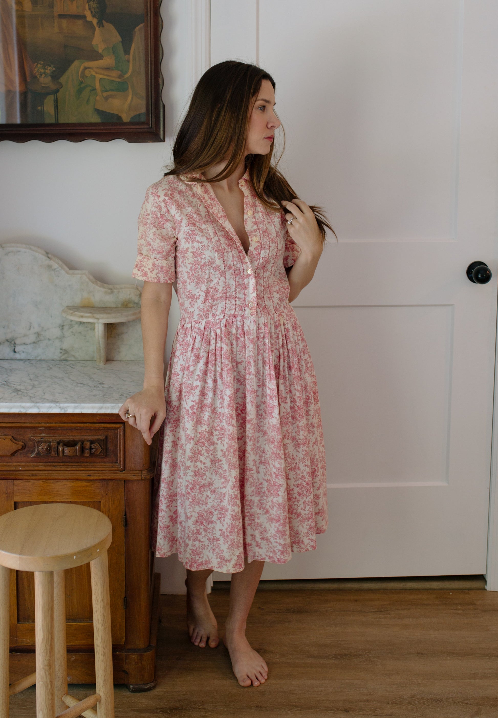 1960s Floral Cotton Dress