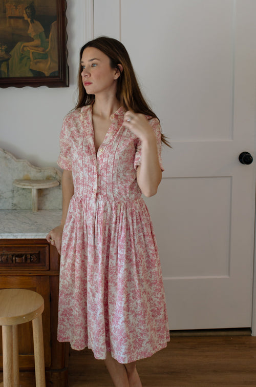 1960s Floral Cotton Dress