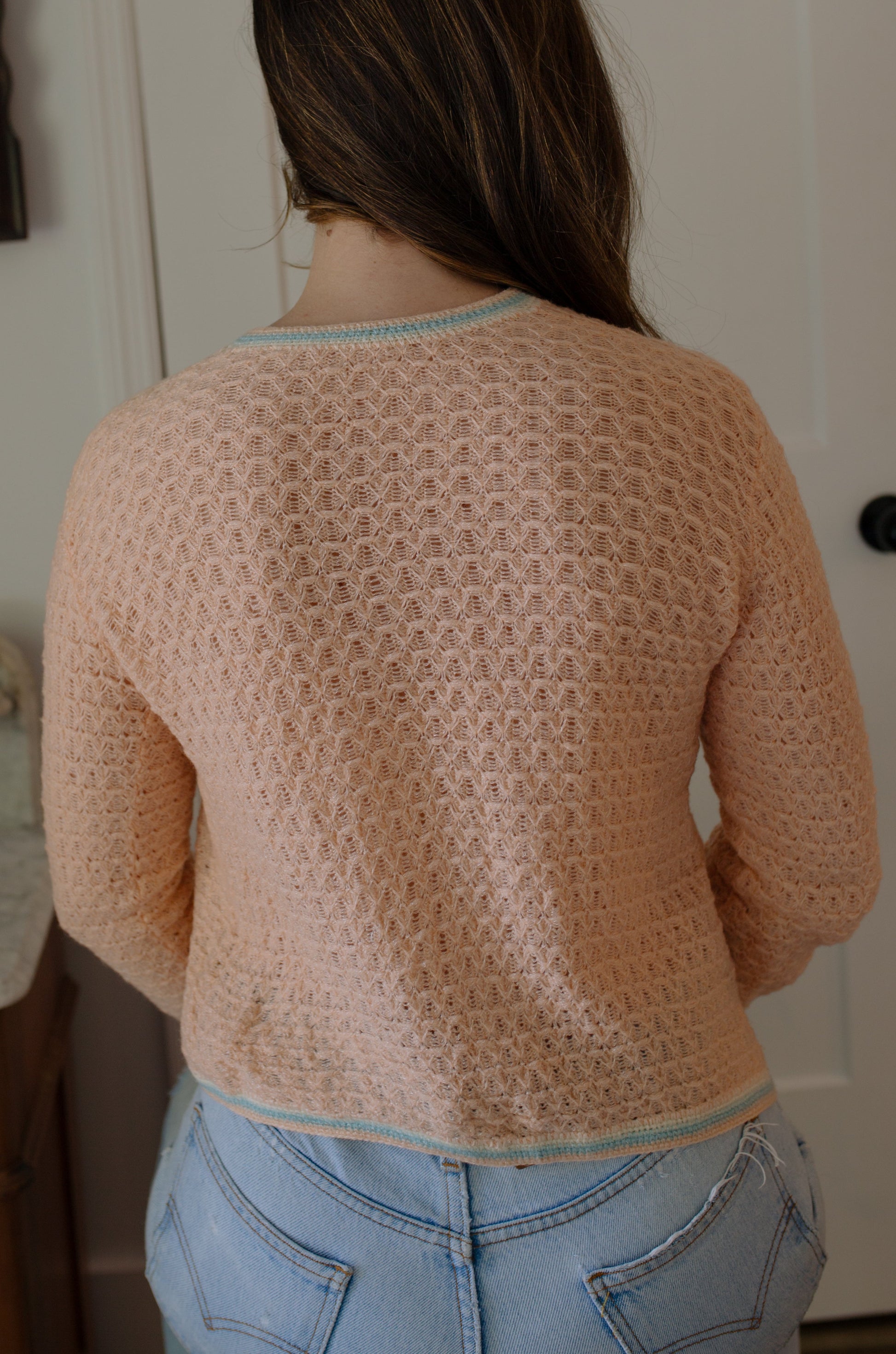 1960s Handmade Ribbon Tie Front Cardigan