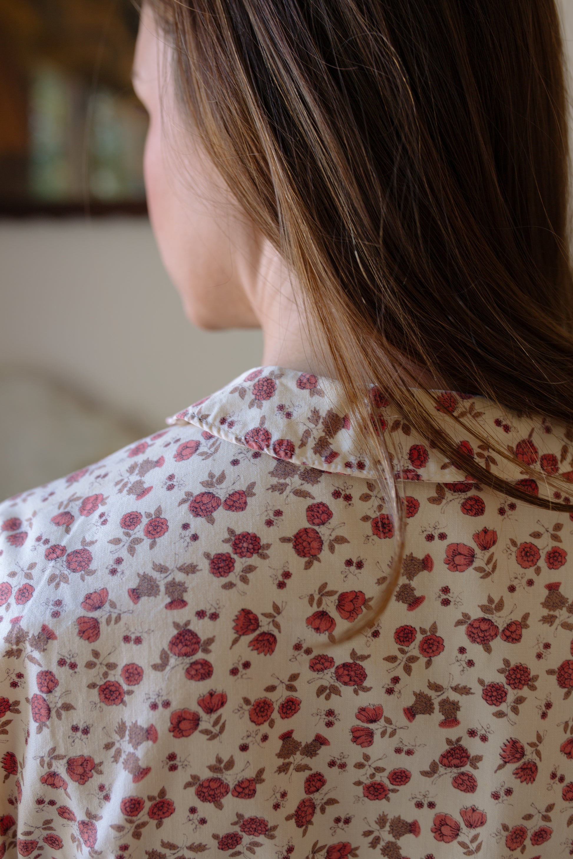 1960s Floral Short Sleeve Blouse