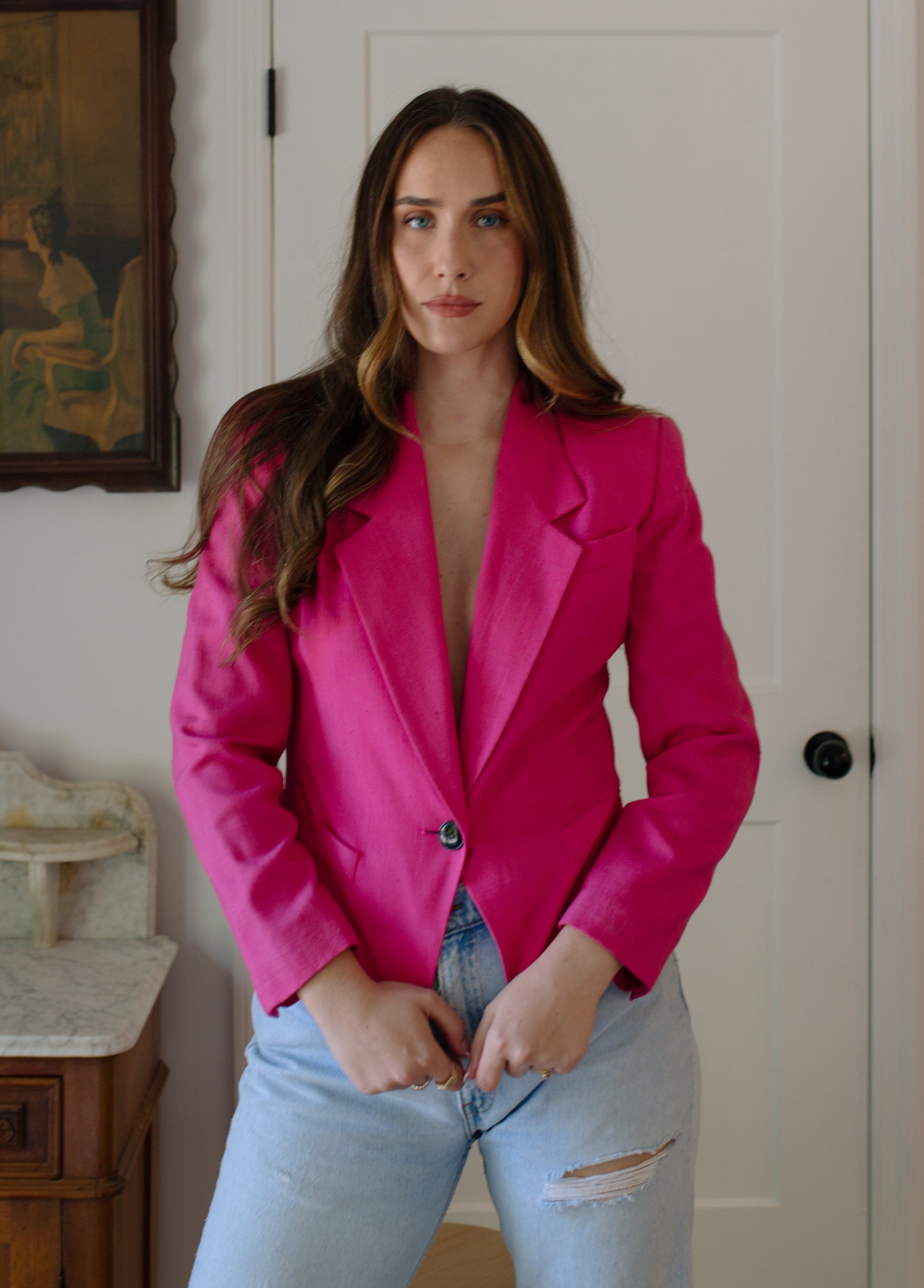 Vintage Cropped Pink Blazer