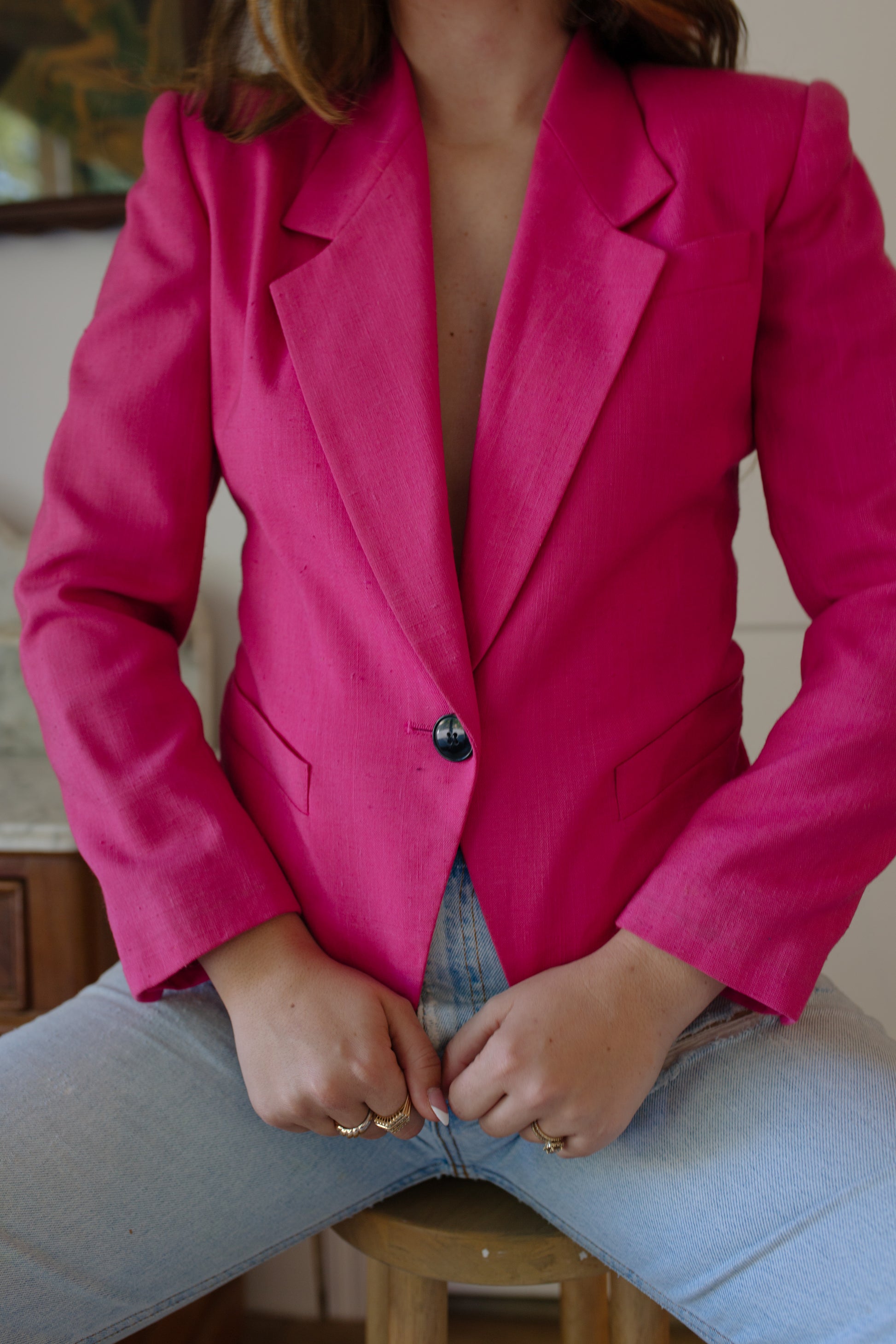 Vintage Cropped Pink Blazer