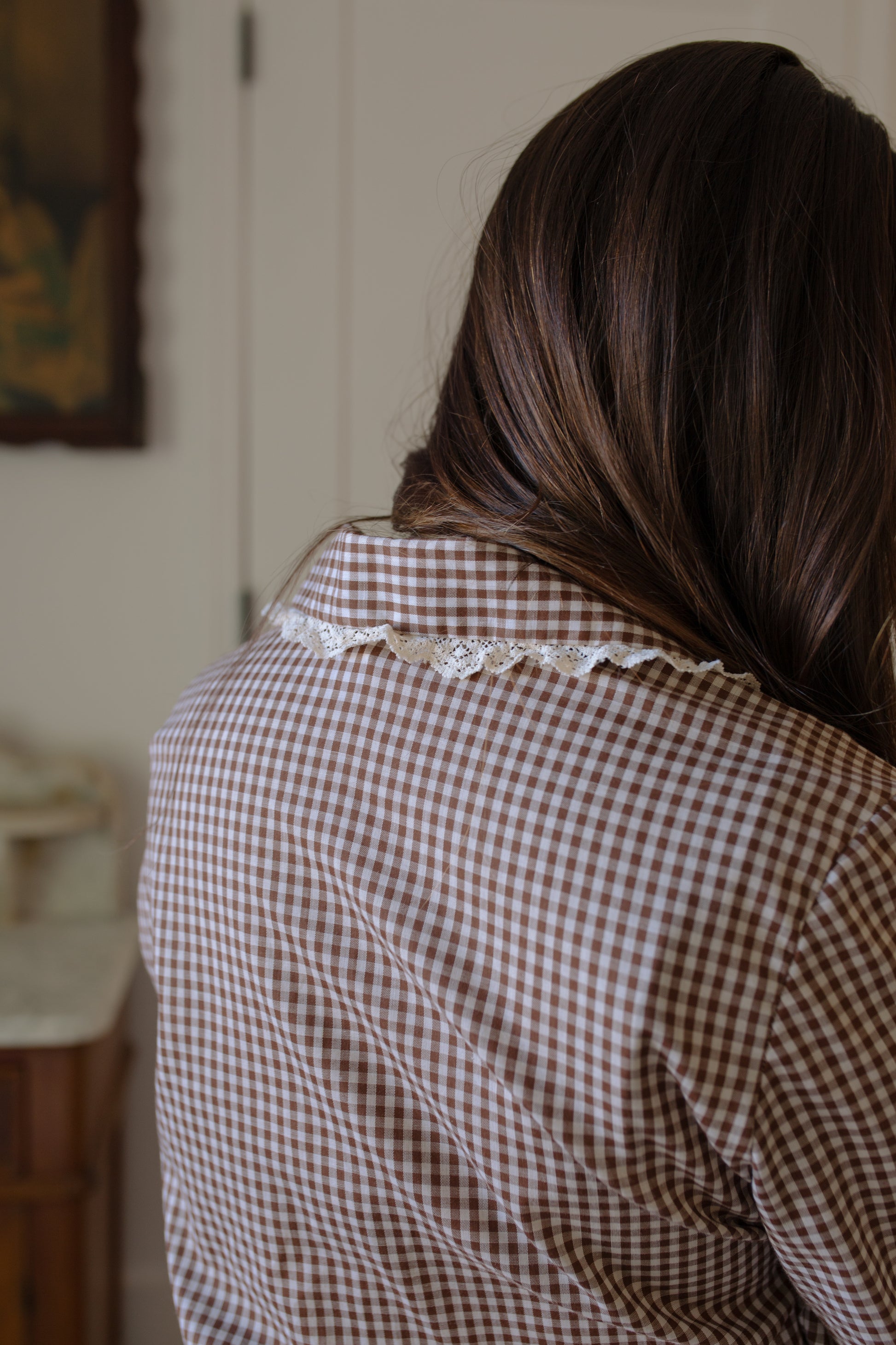 1960s Gingham Peter Pan Blouse