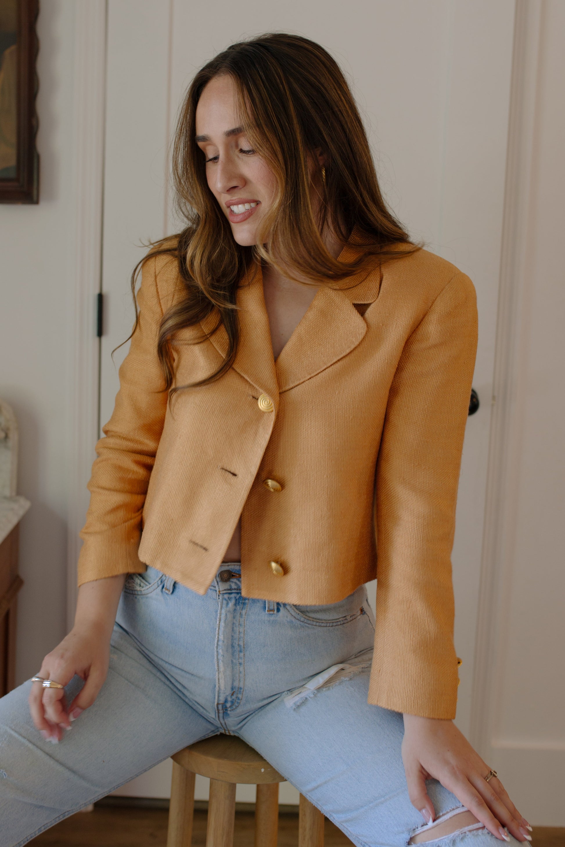 Vintage Cropped Silk Blazer