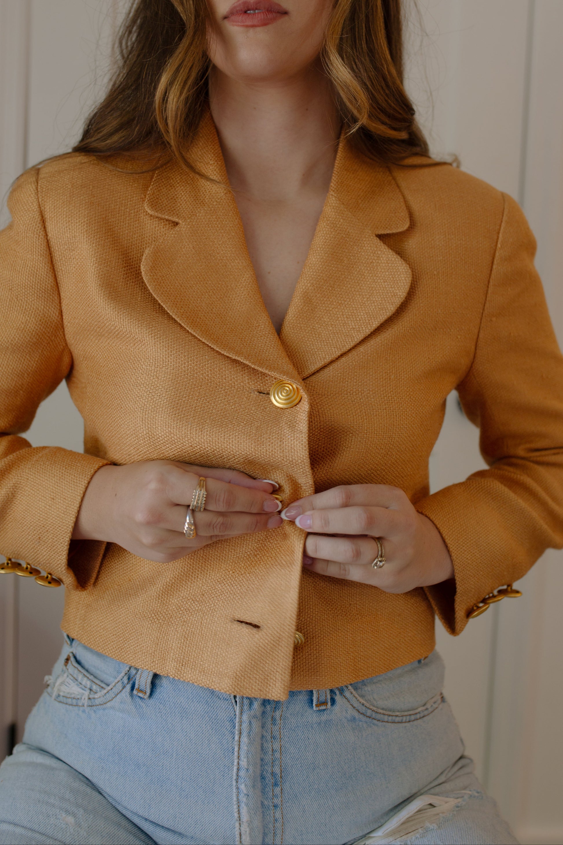 Vintage Cropped Silk Blazer
