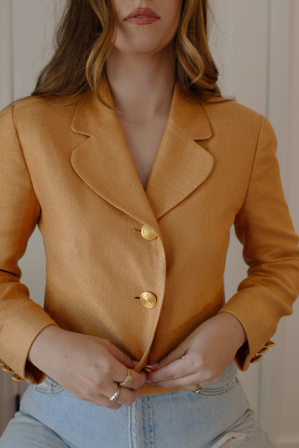 Vintage Cropped Silk Blazer