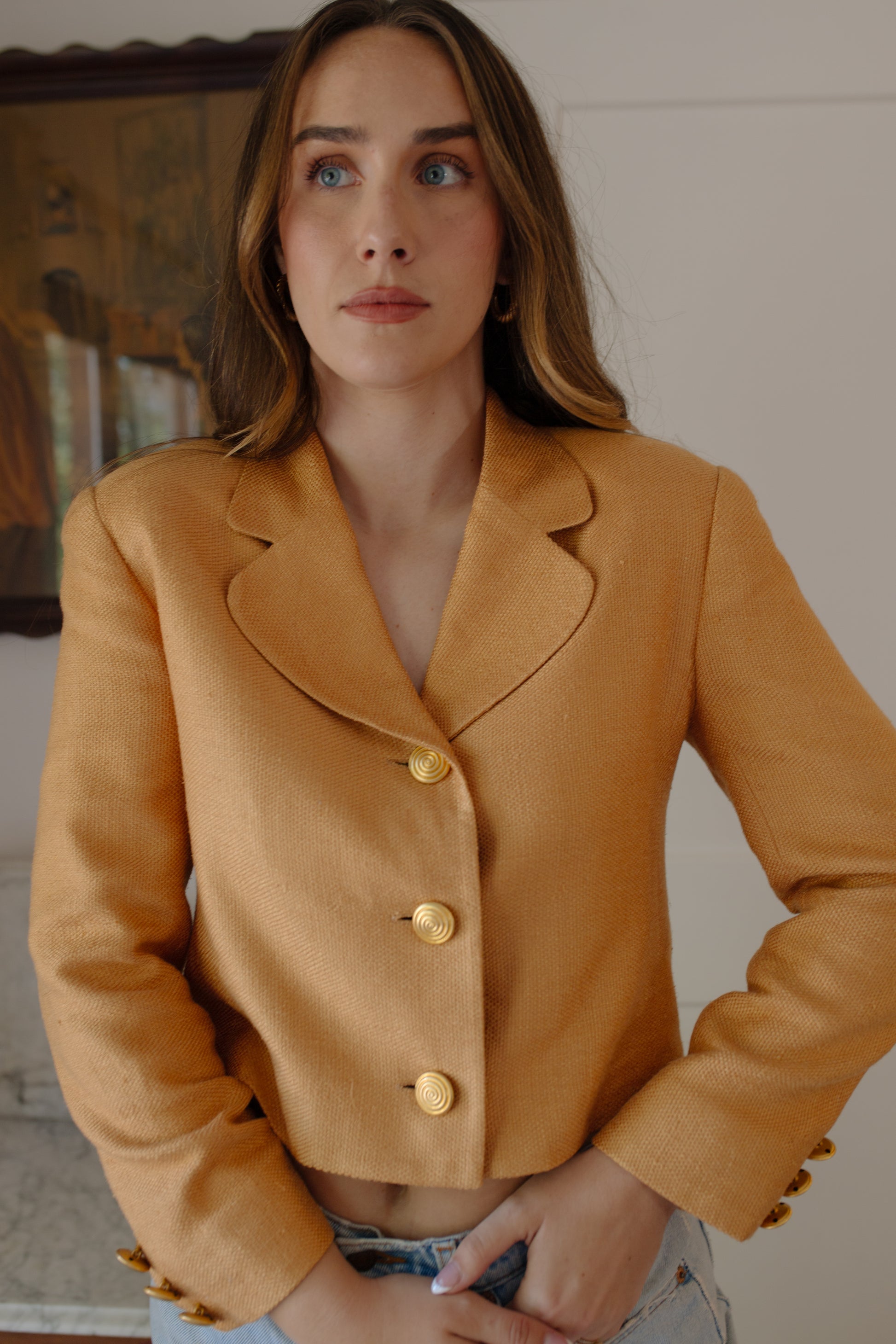 Vintage Cropped Silk Blazer
