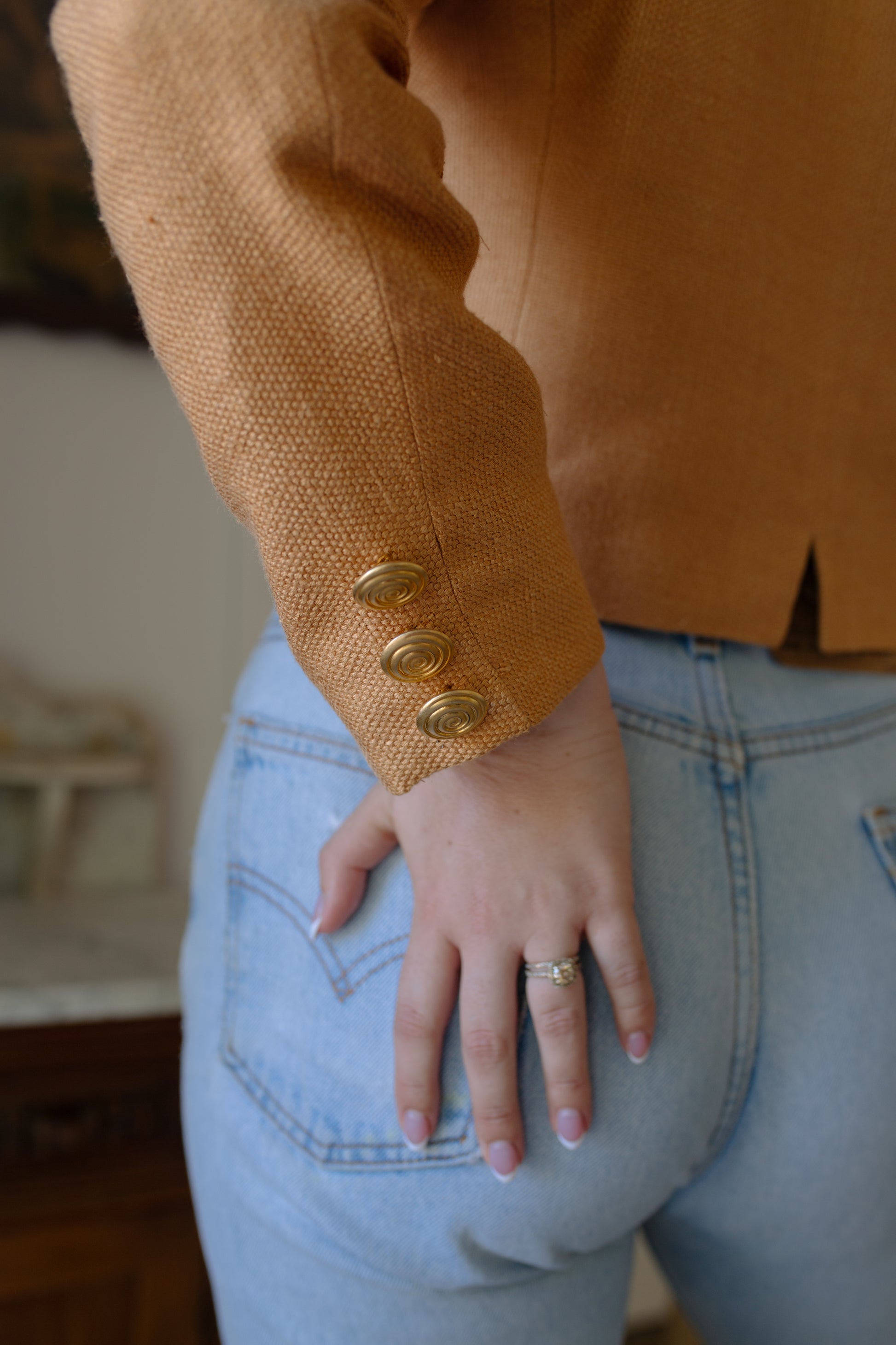 Vintage Cropped Silk Blazer