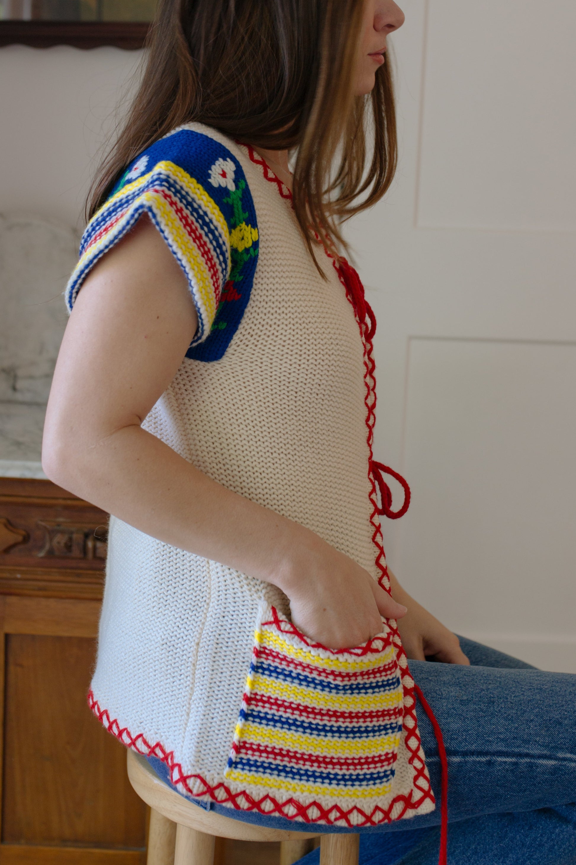1970s Knit Tie-Front Vest