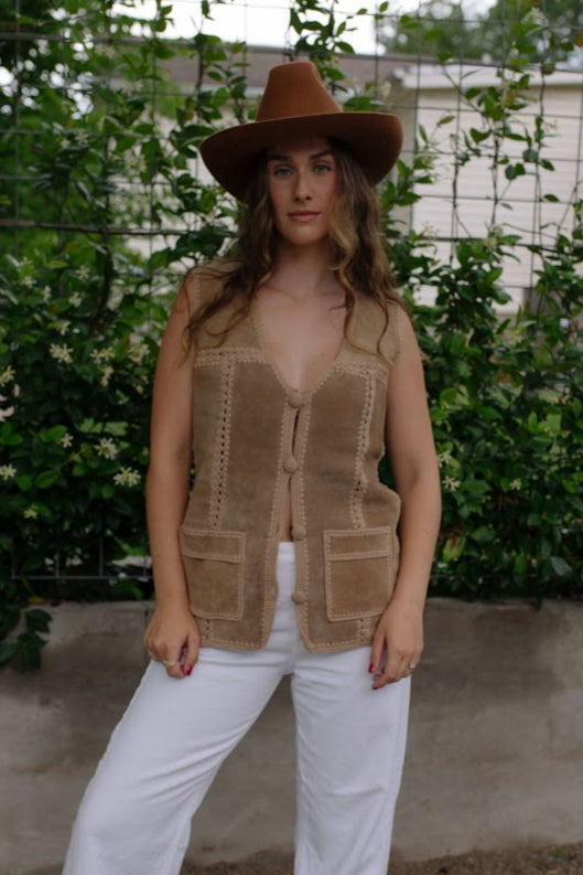 1960s Suede Bohemian Western Vest