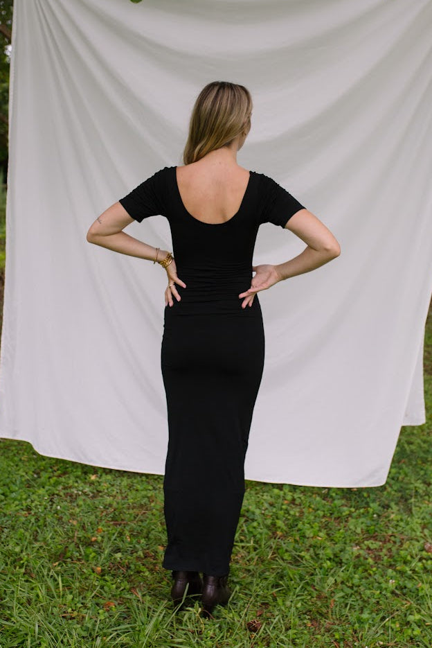 1980s Fitted Stretch Maxi Dress
