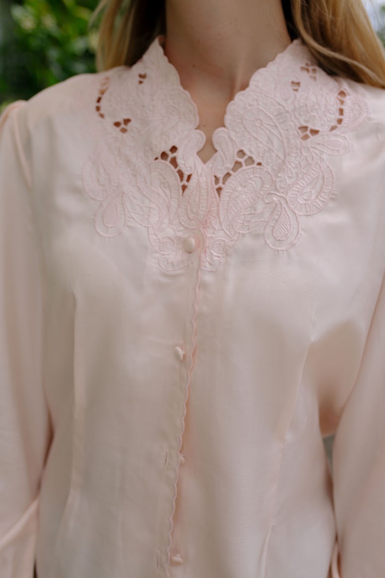 Vintage Blush Embroidered Blouse