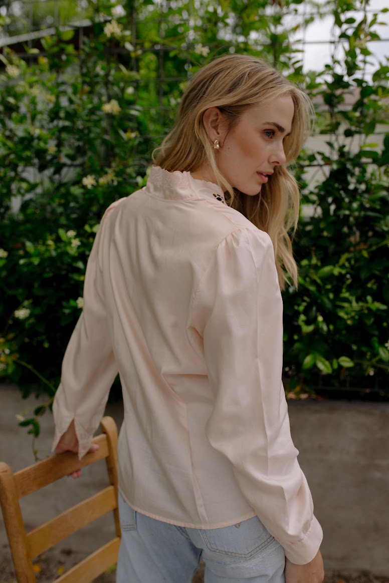 Vintage Blush Embroidered Blouse