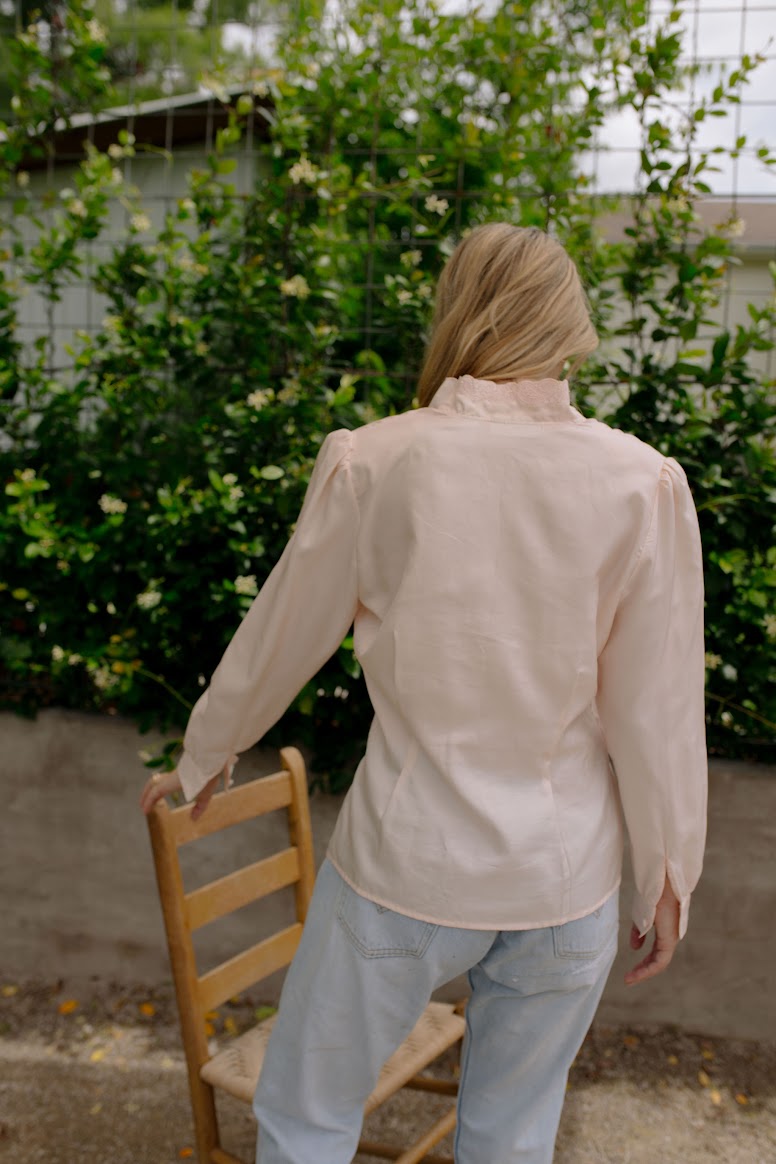 Vintage Blush Embroidered Blouse