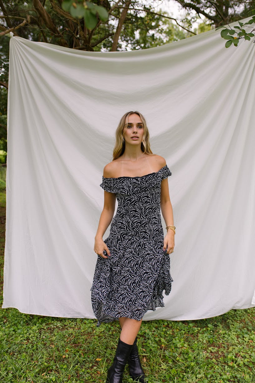 1990s Drop Waist Midi Dress