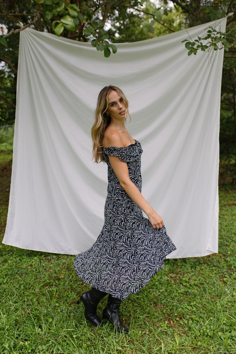 1990s Drop Waist Midi Dress