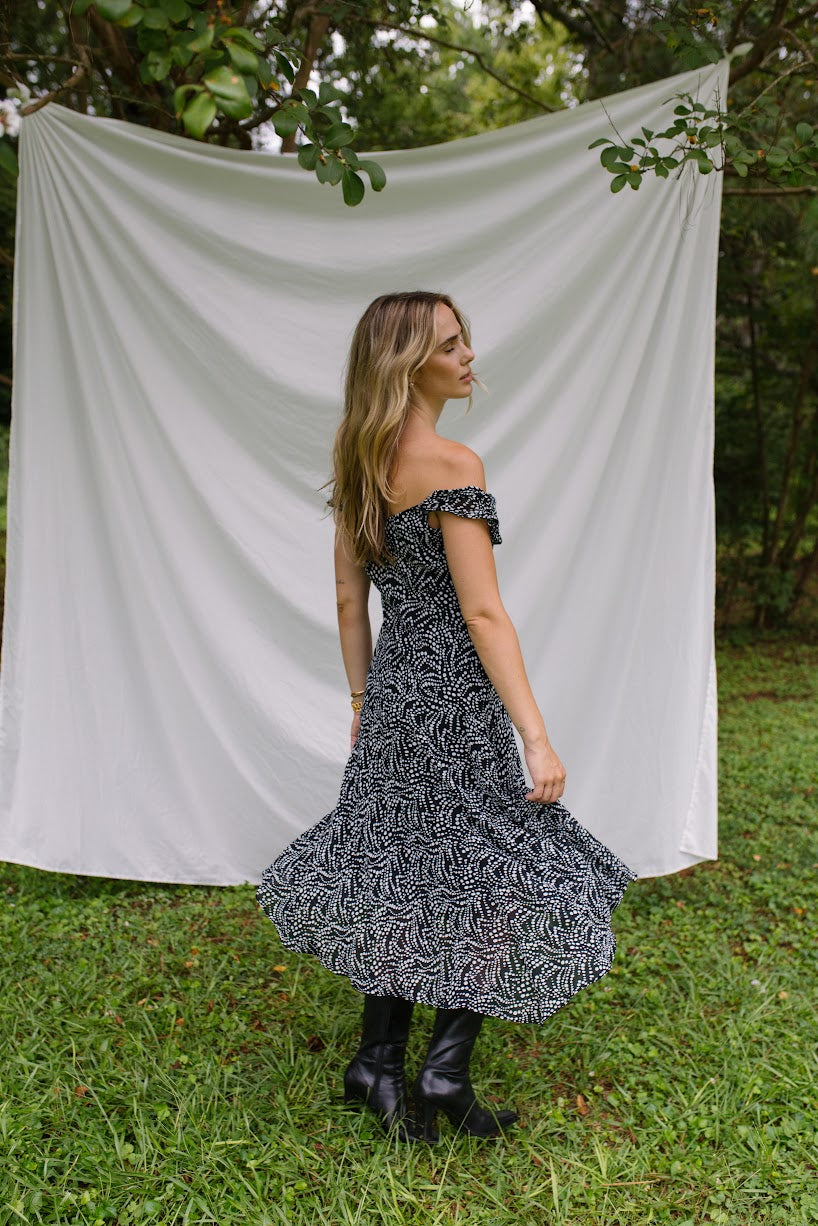 1990s Drop Waist Midi Dress