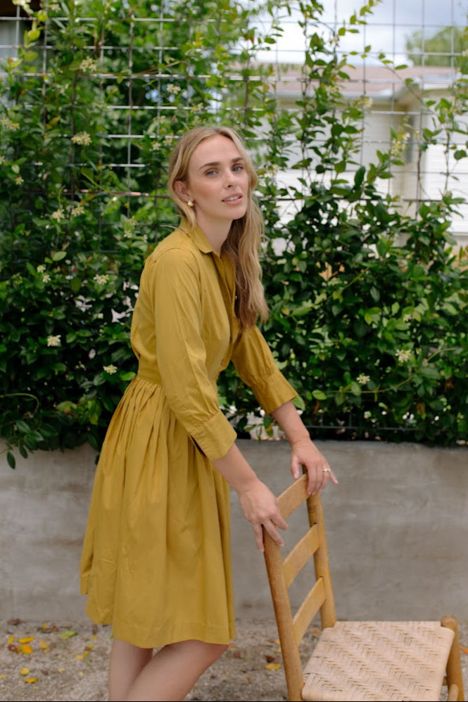 1970s Chartreuse Midi Day Dress