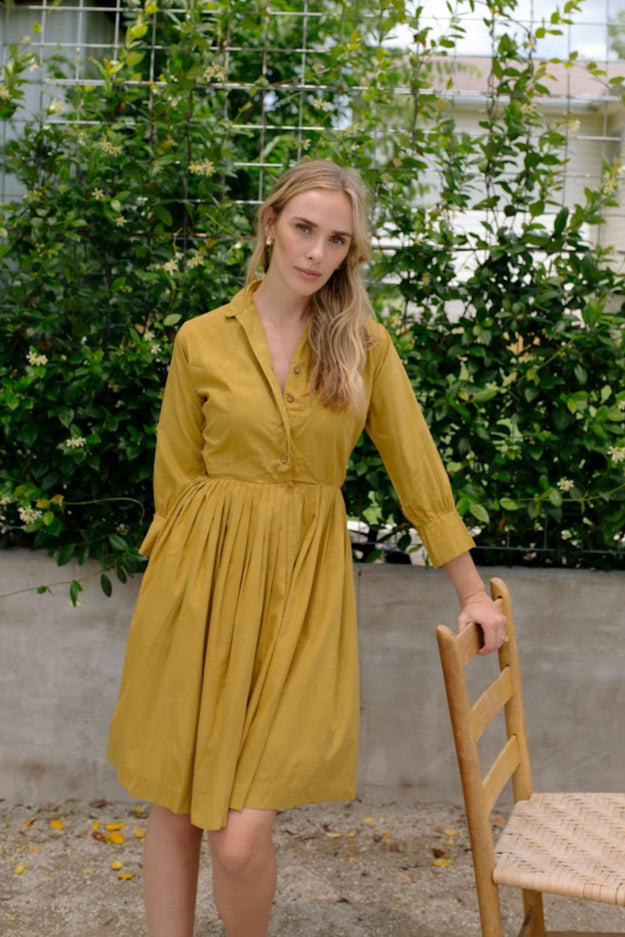 1970s Chartreuse Midi Day Dress