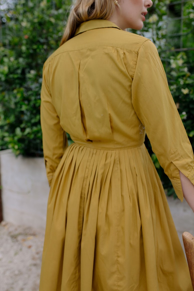 1970s Chartreuse Midi Day Dress