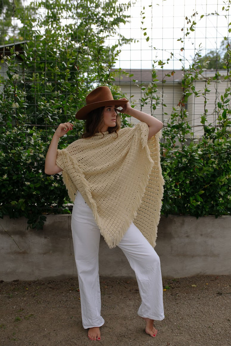 1970s Hand Knit Long Shawl