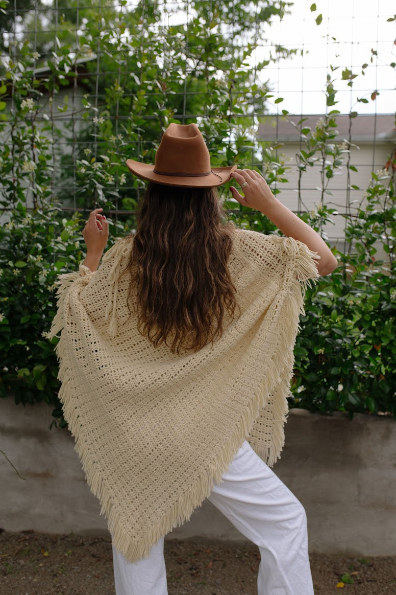 1970s Hand Knit Long Shawl