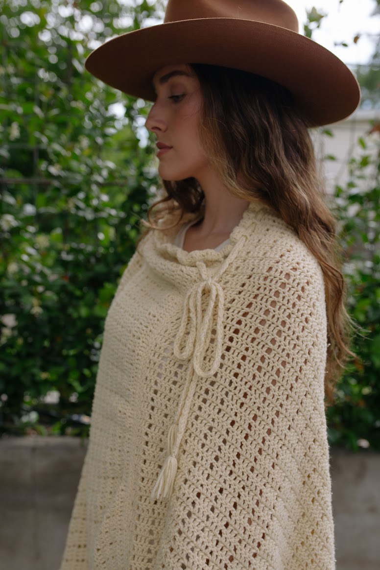 1970s Hand Knit Long Shawl