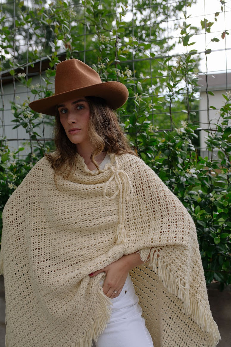 1970s Hand Knit Long Shawl