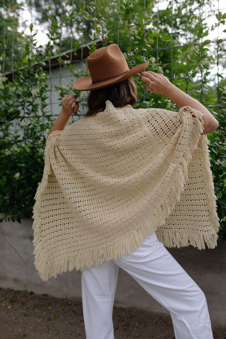 1970s Hand Knit Long Shawl